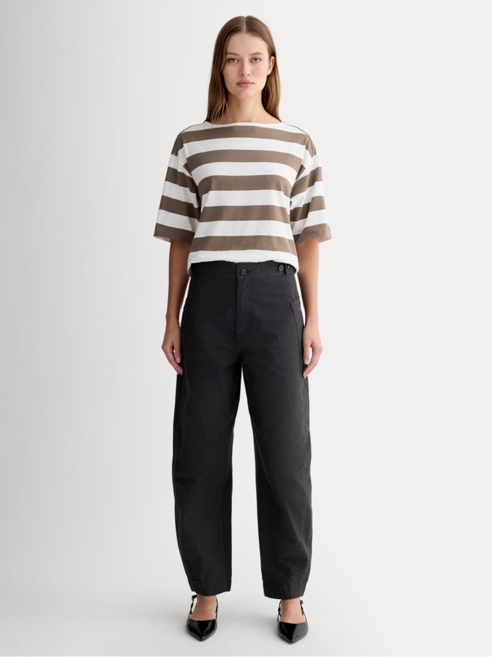 NWOT EVERLANE The Fatigue Barrel Pant in Black Cotton Linen Blend Size 8 - Picture 3 of 16